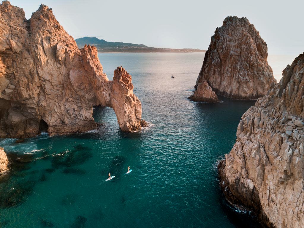 El Arco rock formation and turquoise Sea of Cortez in Cabo San Lucas, Baja California Sur