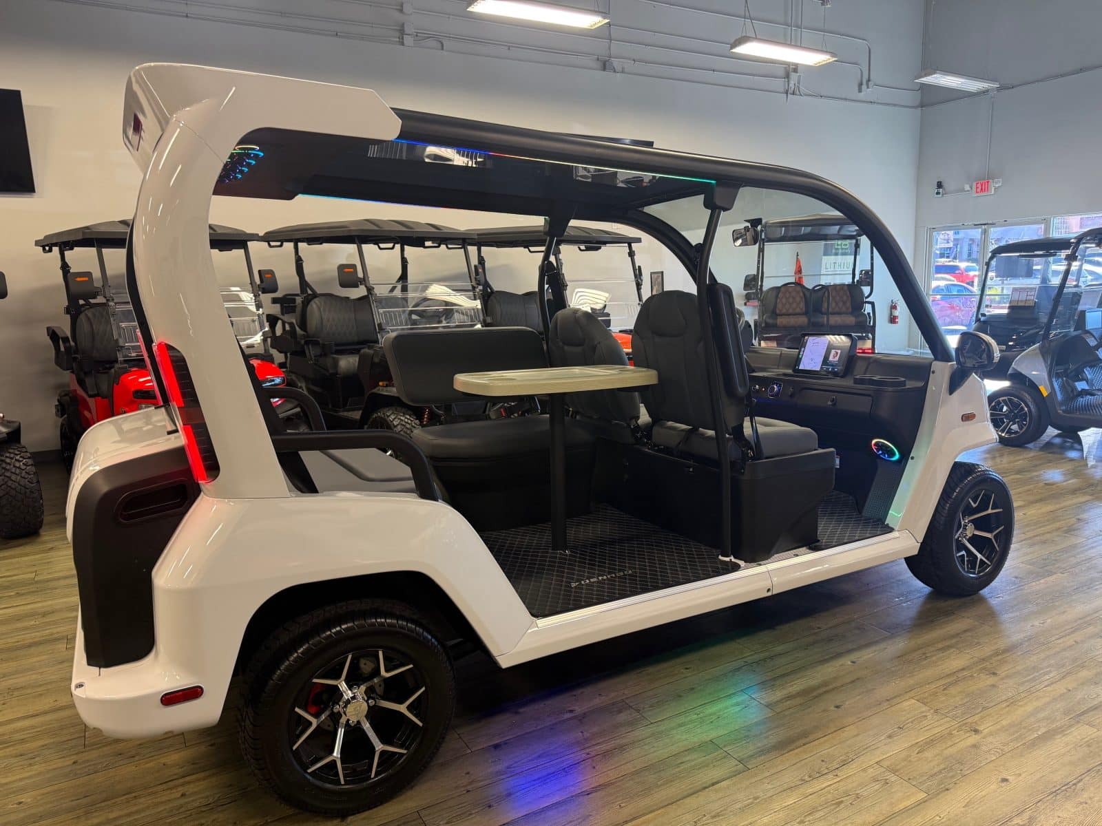ZYCAR golf carts in the Zycar Baja showroom in San José del Cabo