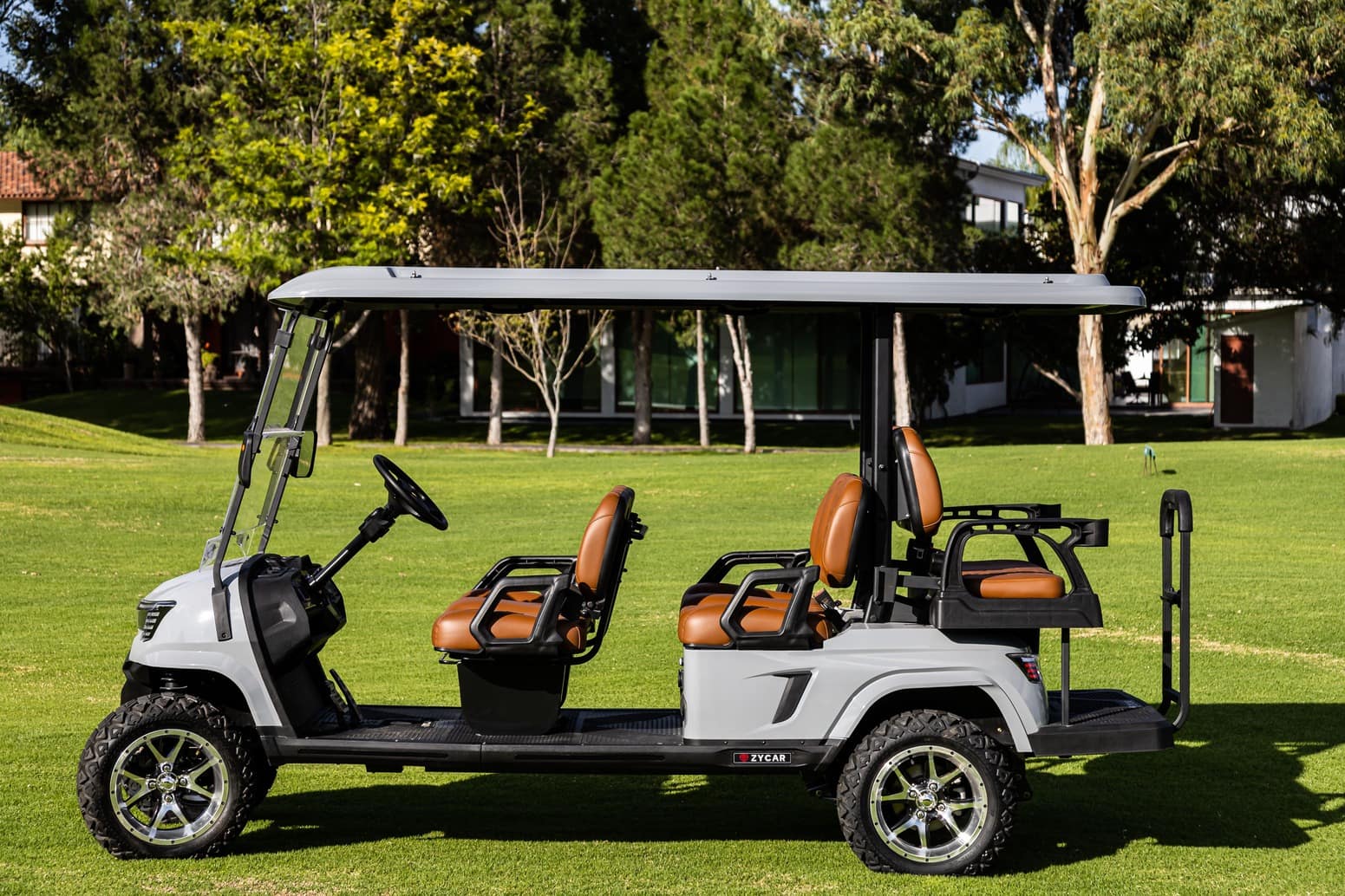 ZYCAR electric golf carts on display at the Zycar Baja showroom in Los Cabos