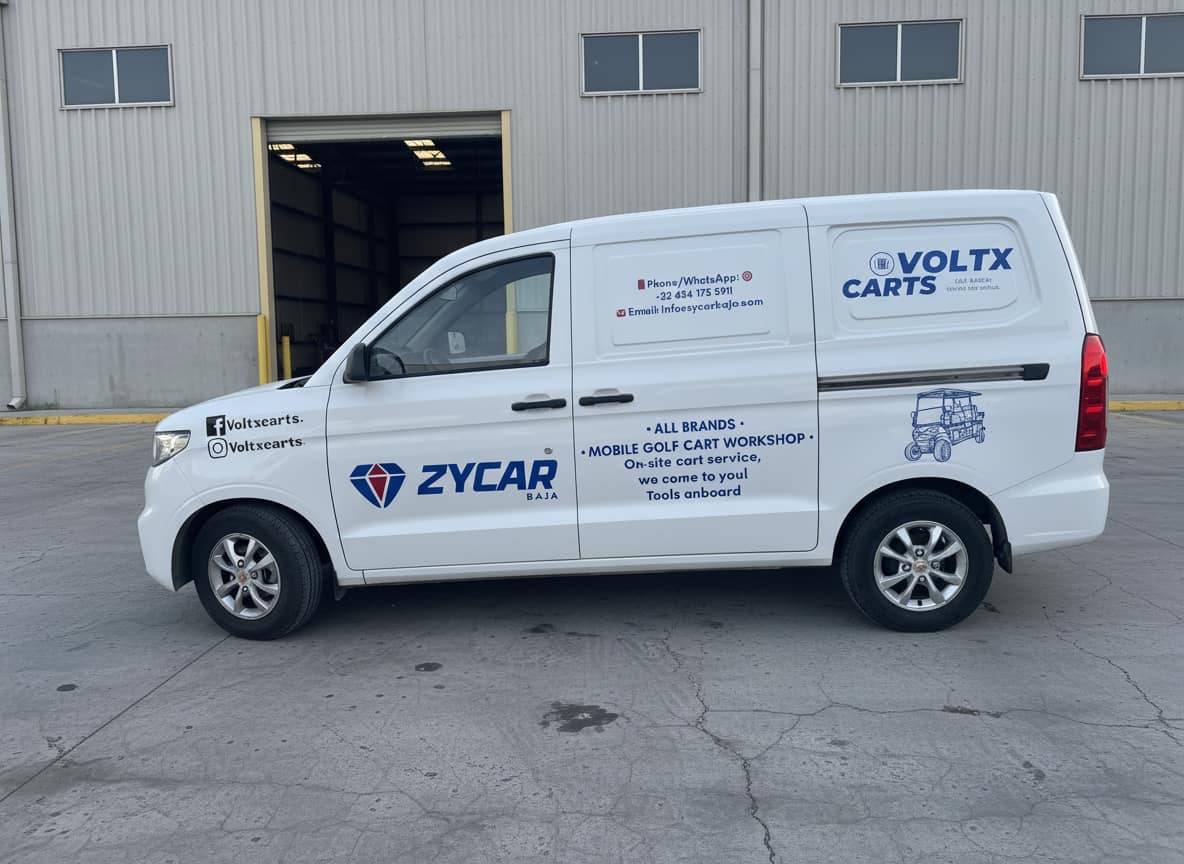 ZYCAR Baja mobile service van for on-site golf cart lithium conversions